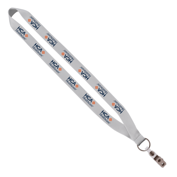 3/4" Polyester Lanyard with Sewn Silver Metal Split-Ring 1
