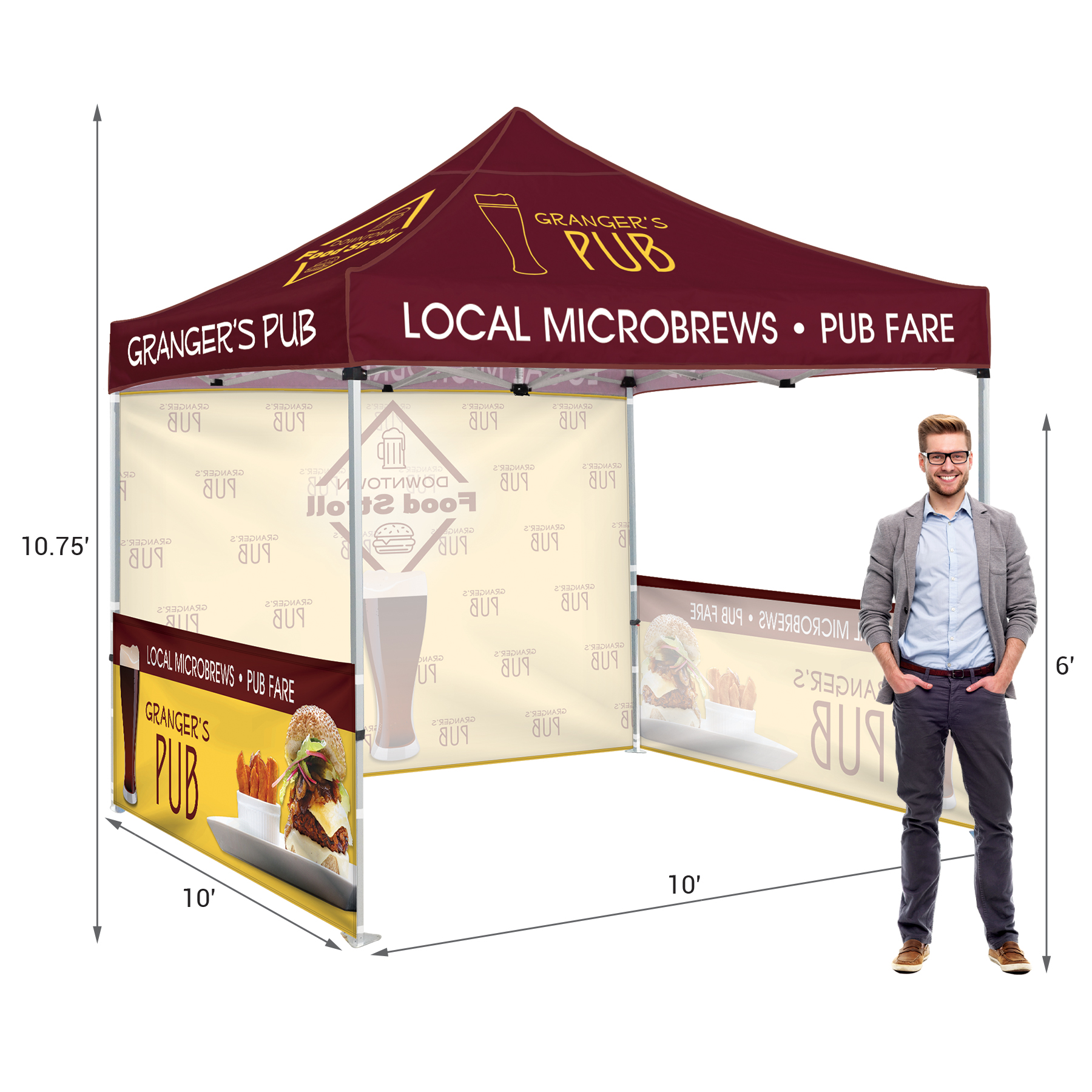 10' Heavy Duty Tent With One Full Wall and Two Half Walls 13
