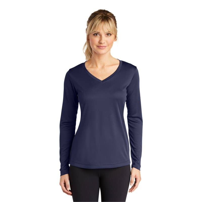 Sport-Tek Women's Long Sleeve PosiCharge Competitor V-Neck Tee. 37