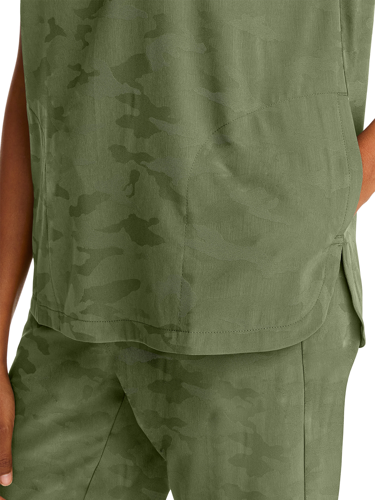 Healing Hands - HH PL Jacquard - Women's 2-Pocket Journey Camo Mandarin Style Top 4