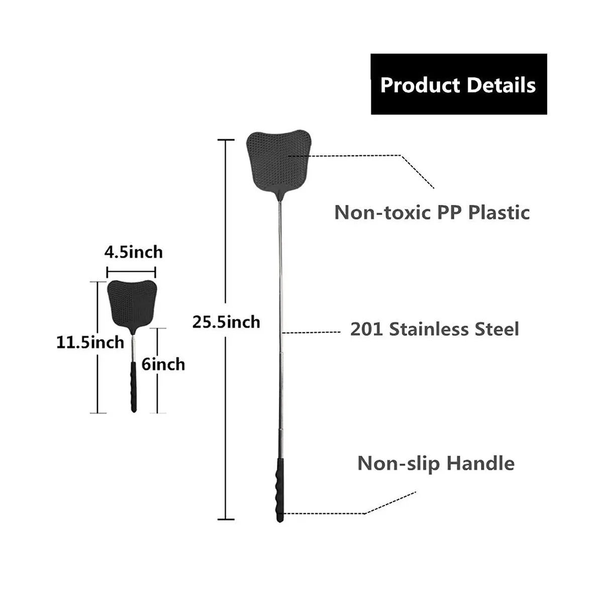 Stainless Steel Durable Retractable Portable Fly Swatter 5