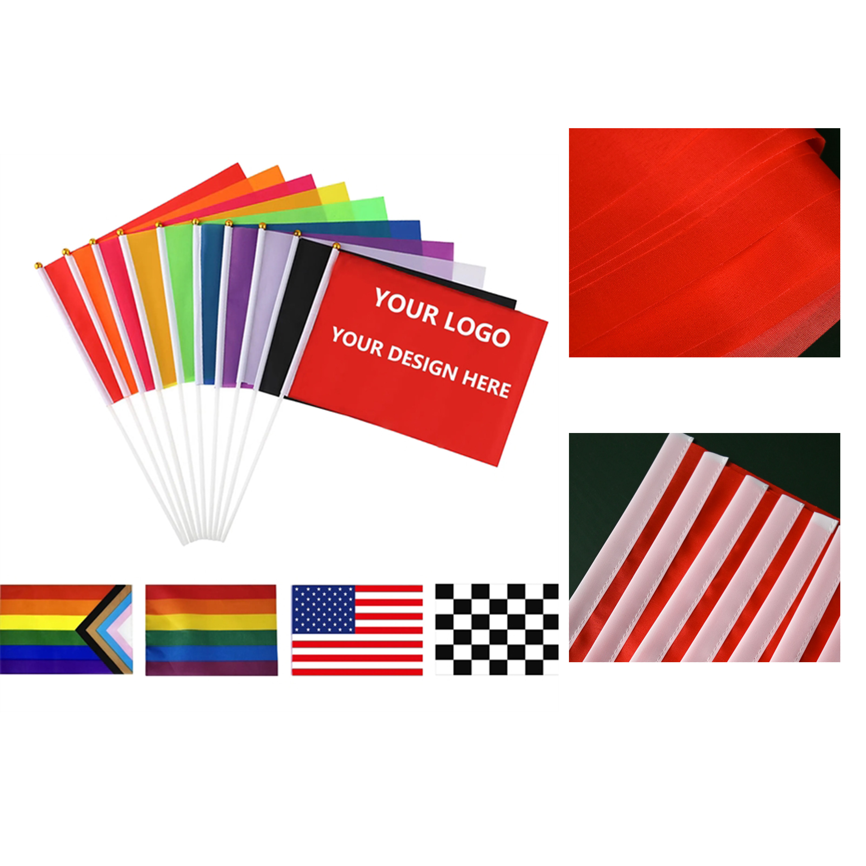 Time - Saving Full Color Custom Hand Held Stick Flag Rush Service 1