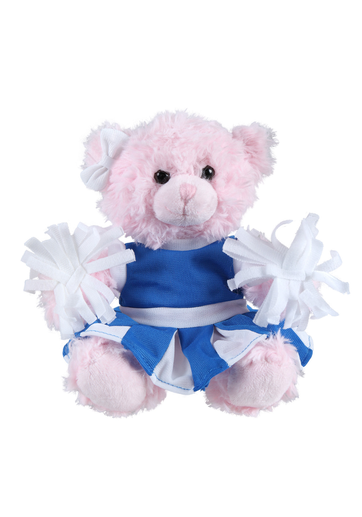soft plush Pink Curly Sitting Bear with cheerleader outfit 4