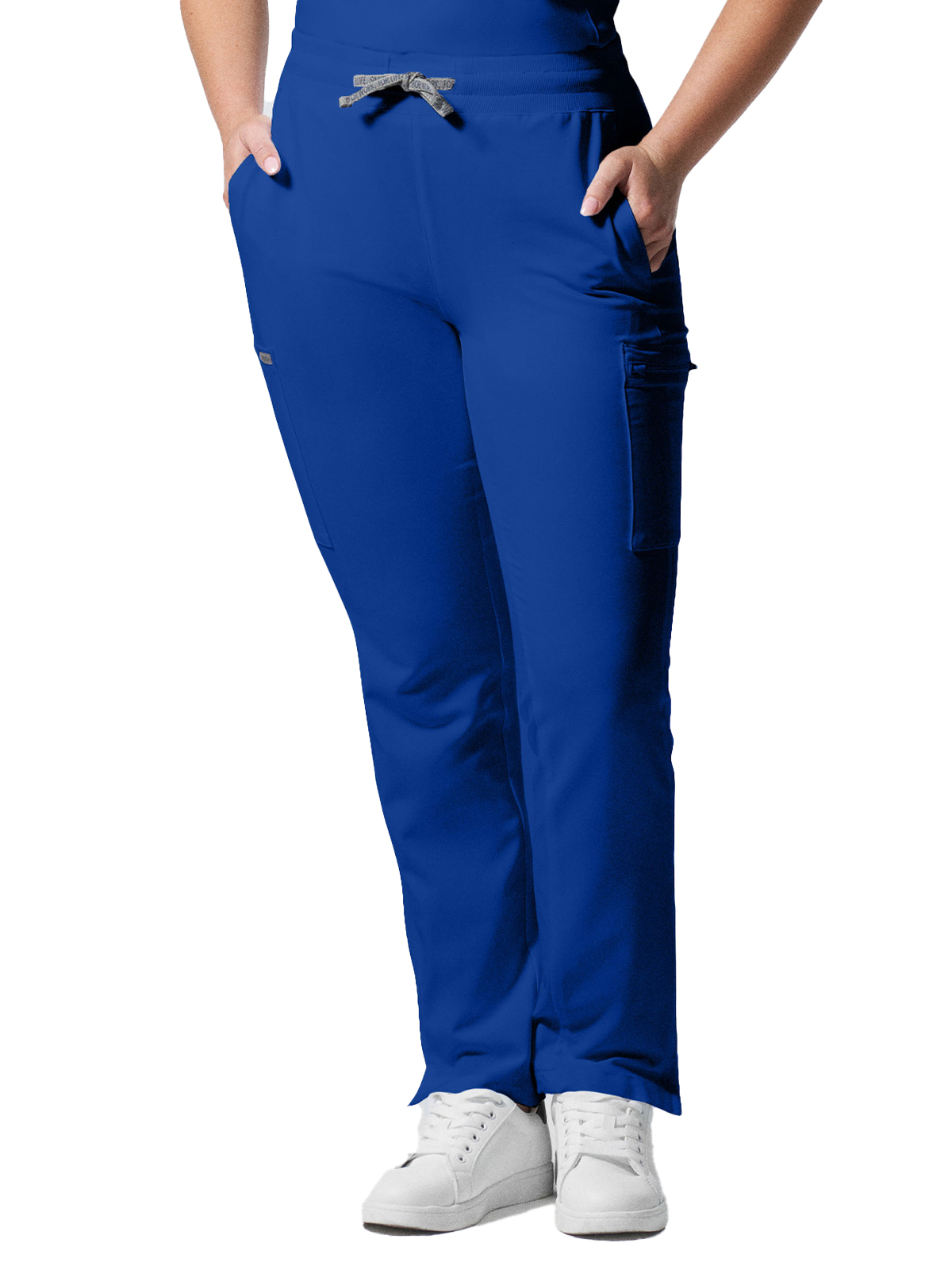 Landau - Forward - Women's Seven-Pocket Mid-Rise Rib-Knit Elastic Waist Cargo Pant 3