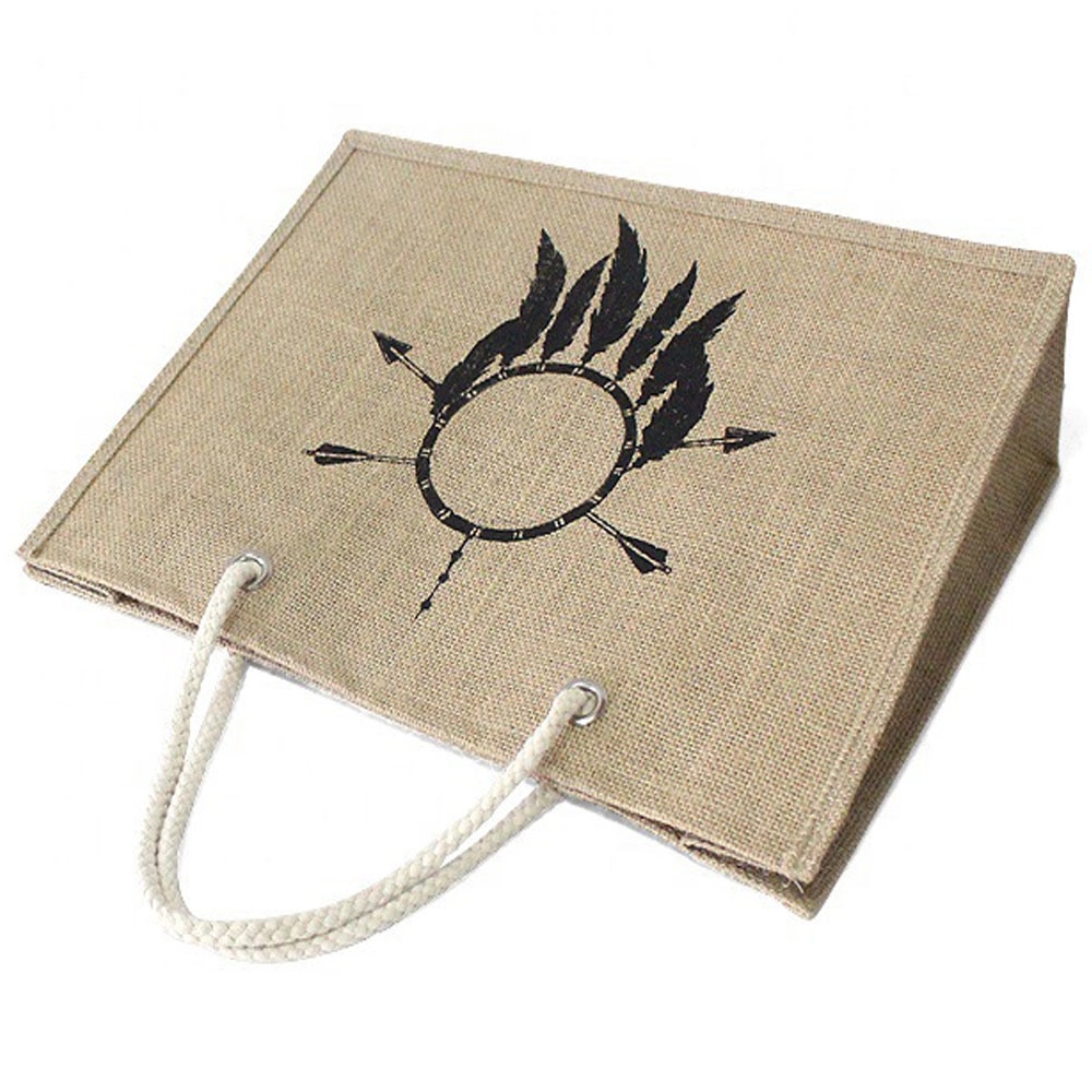 Large Natural Jute Grocery Tote Bag, custom tote bag with logo imprint 2