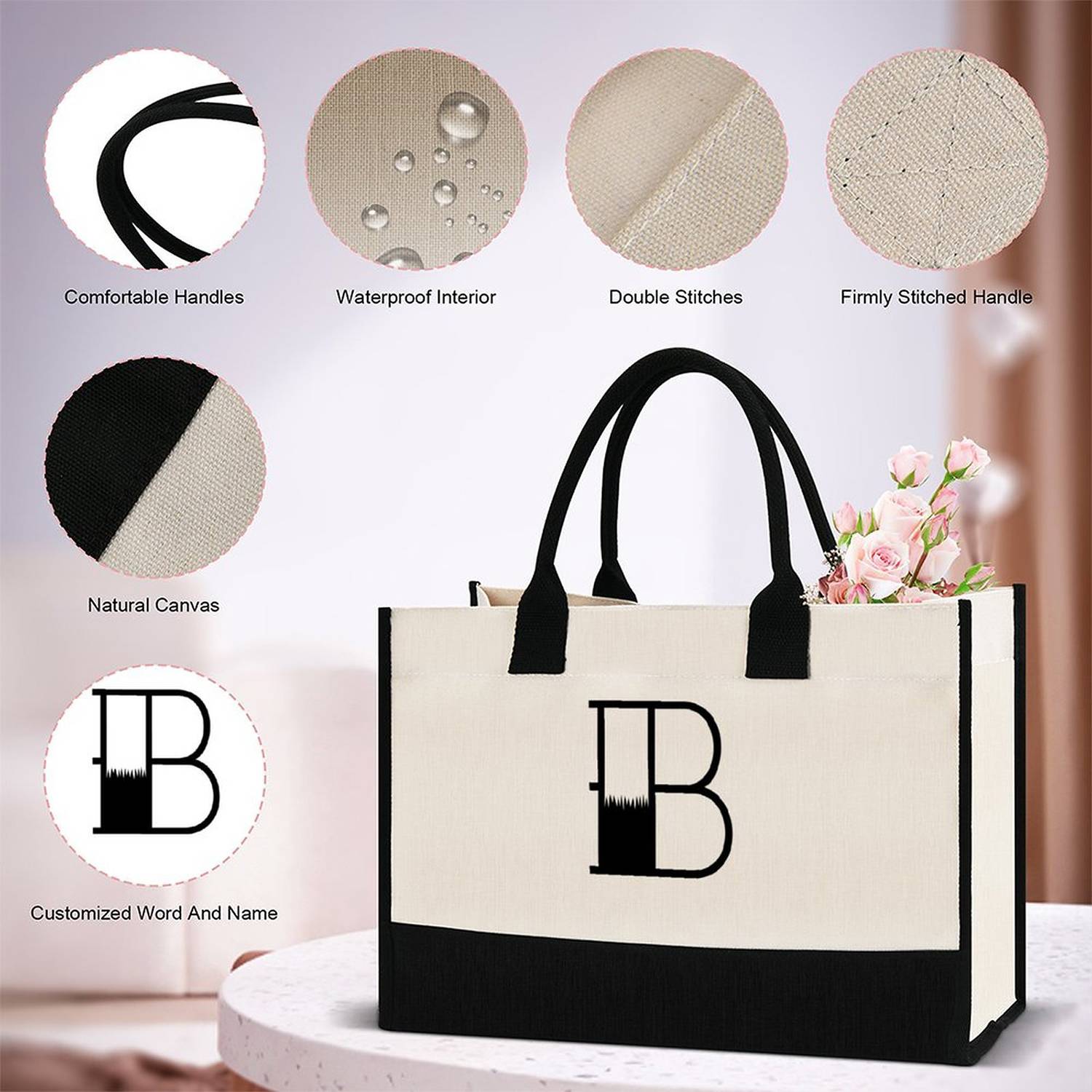 Alphabet Gift Tote Bag Everyday Travel Ladies Tote 5