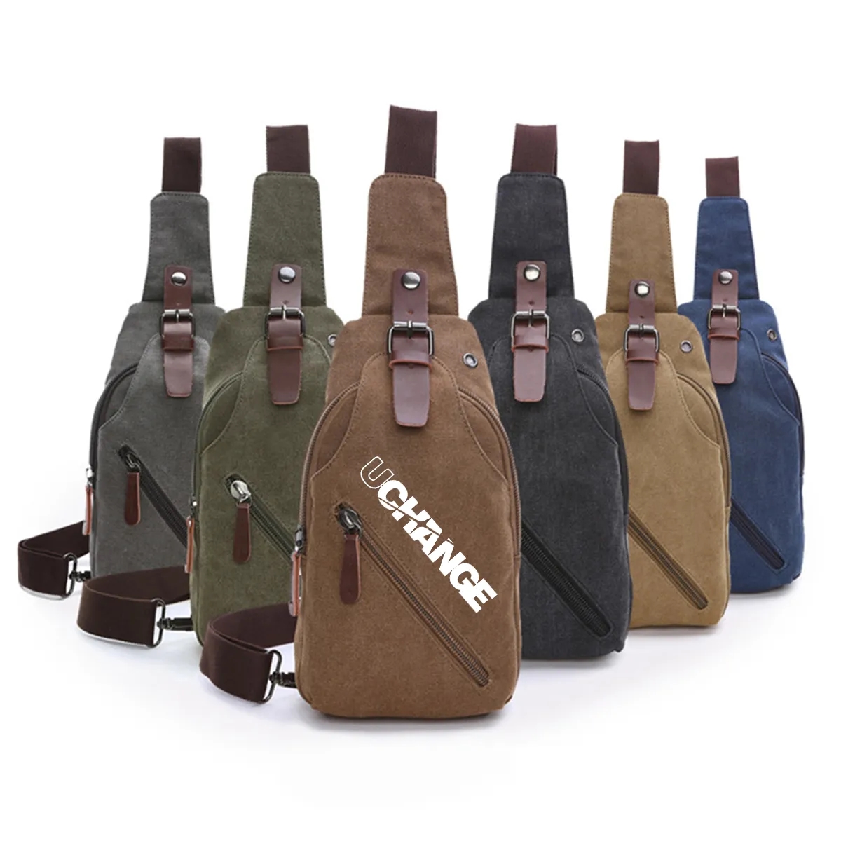 Casual Canvas Crossbody Sling Bag With Leather Accents 2