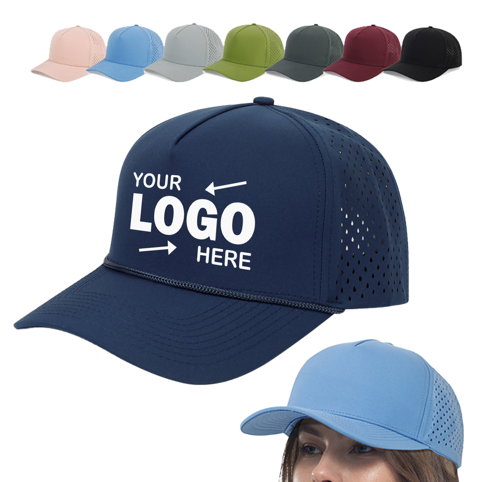 Five Panel Polyester Breathable Baseball Caps 2