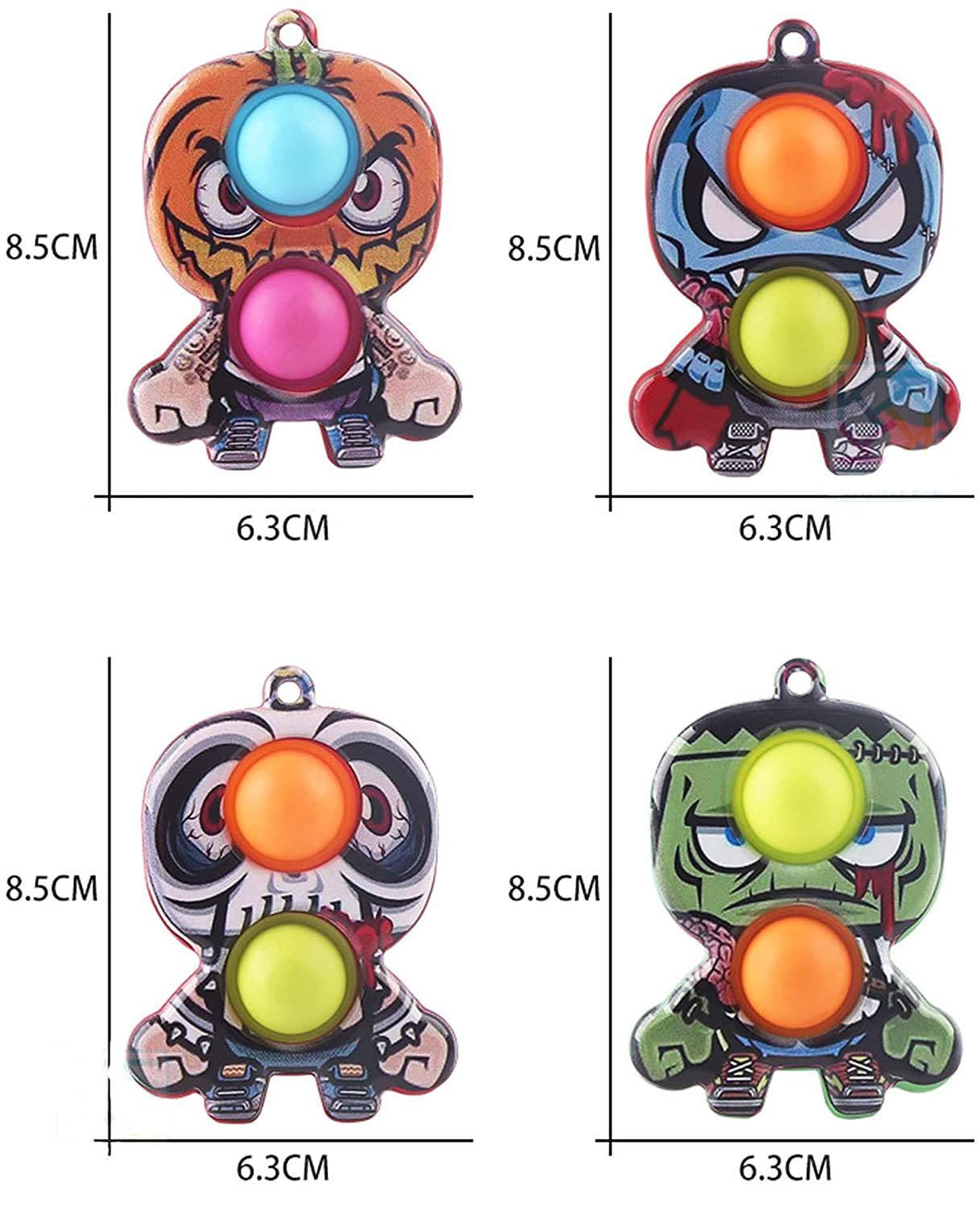 Halloween Push Pop Bubble Fidget Toy w/ Keychain for Children and Adult 2