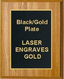 10-1/2" x 13" Oak Finish Plaque with a Black Designer Plate 1