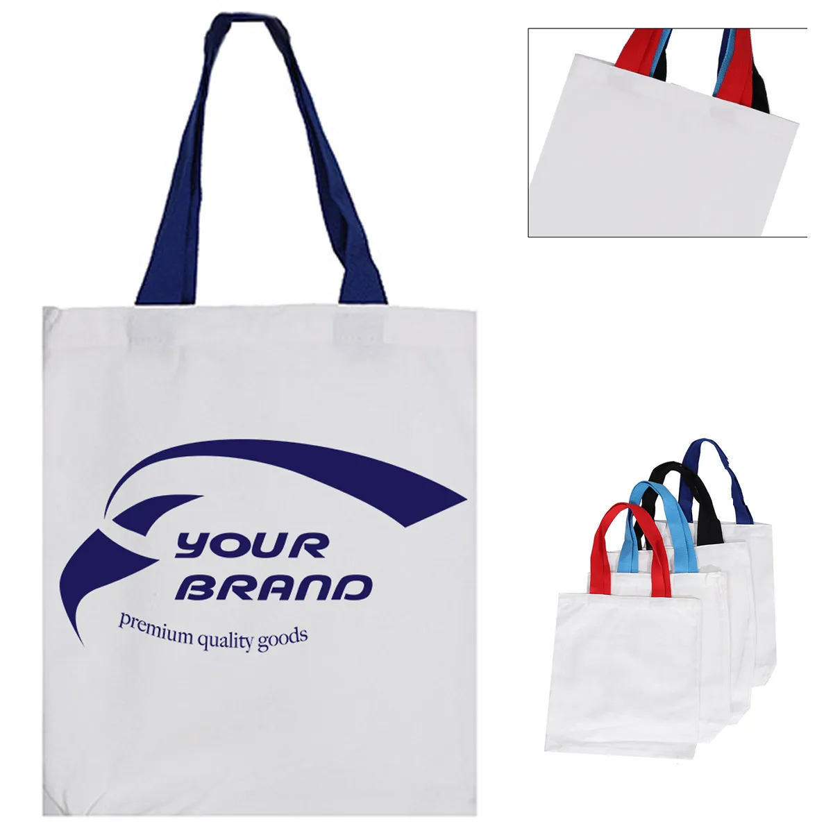 Canvas Shopping Shoulder Tote Reusable Grocery Bag, custom tote bag with logo imprint 2