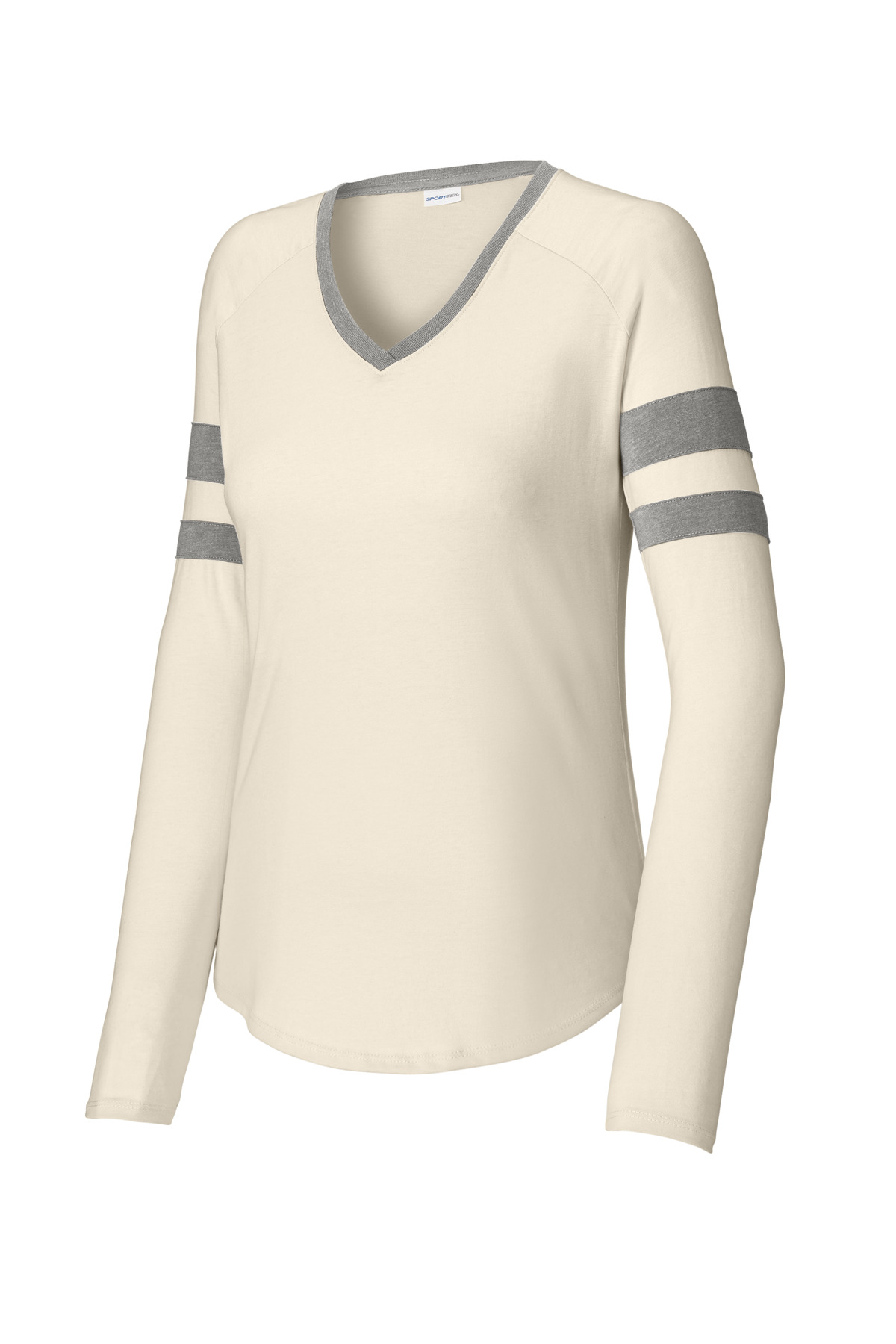 Sport-Tek Women's Halftime Stripe Long Sleeve V-Neck Tee LST6043 30