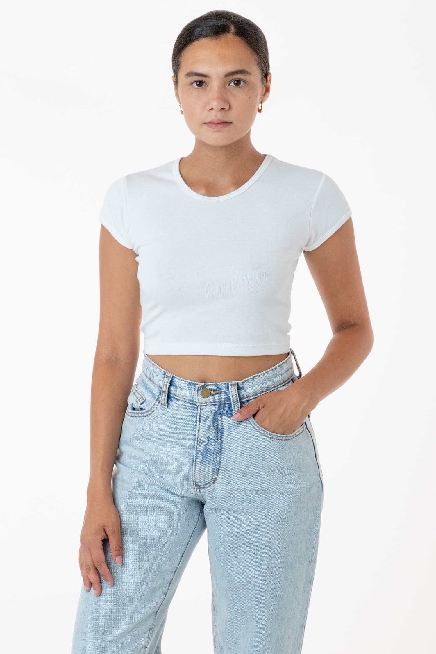 BABY RIB CAP SLEEVE CROP TOP 15