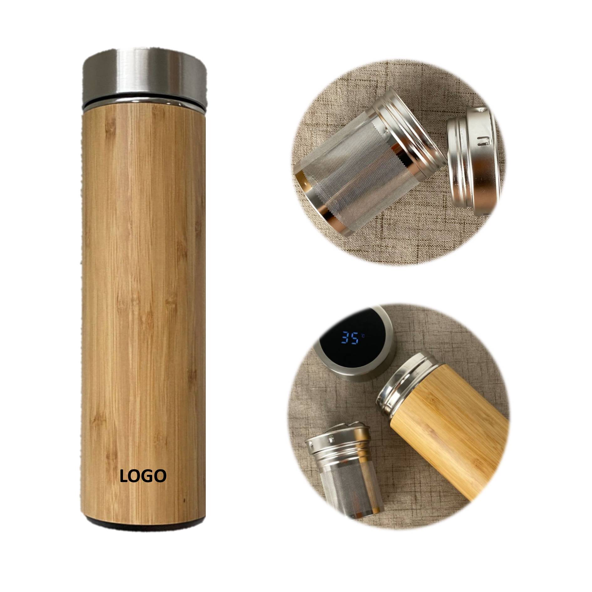 Smart Portable Bamboo Cover 14 Oz. LED Tumbler 3