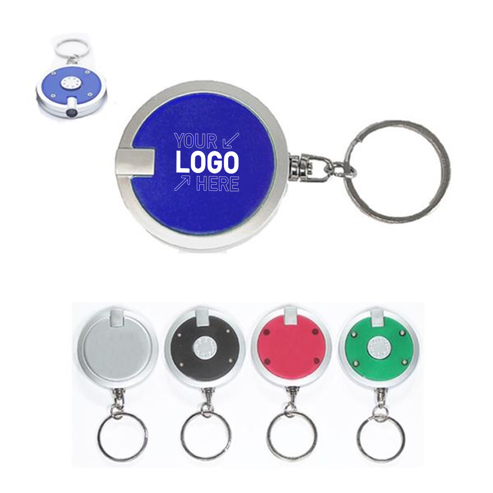Deluxe coaster shape round mini flashlight keychain
