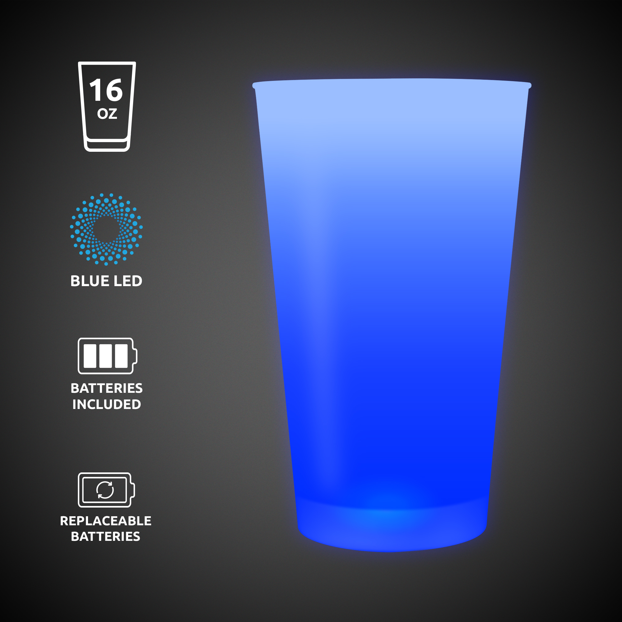 Blue LED Light Up Glow Neon Look 16 oz Drinking Pint Glass 2