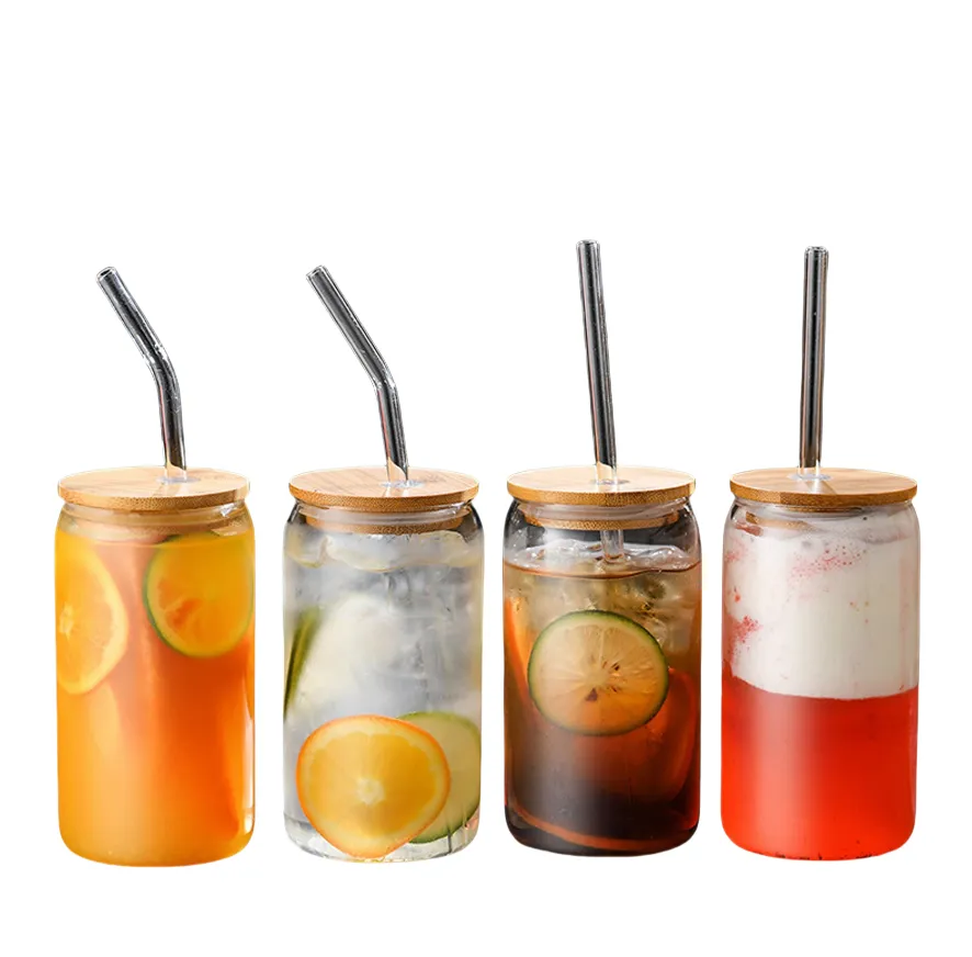 16oz Clear Glass Bamoboo Lid 6