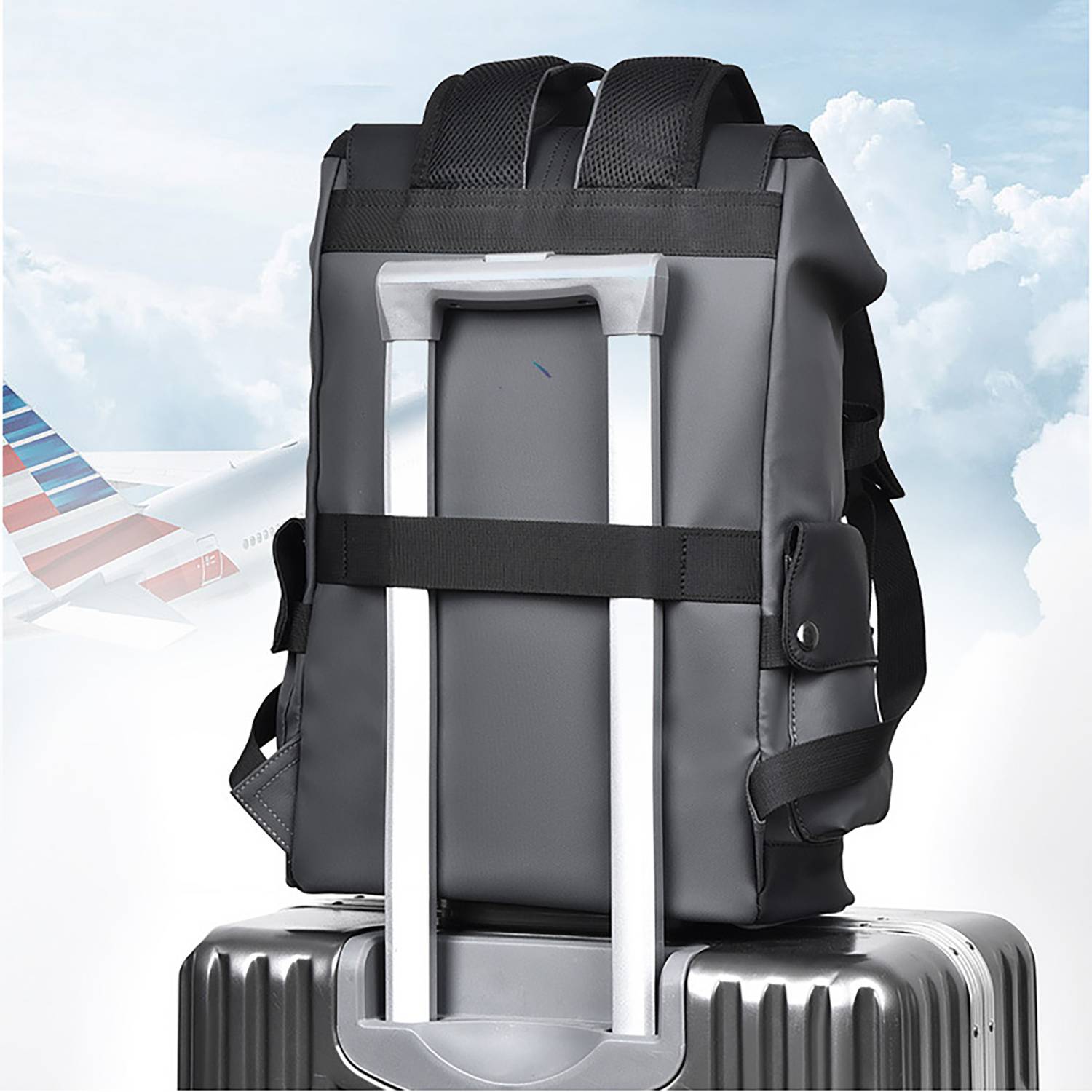 PU Leather Waterproof Business Backpack w/ USB Port 8