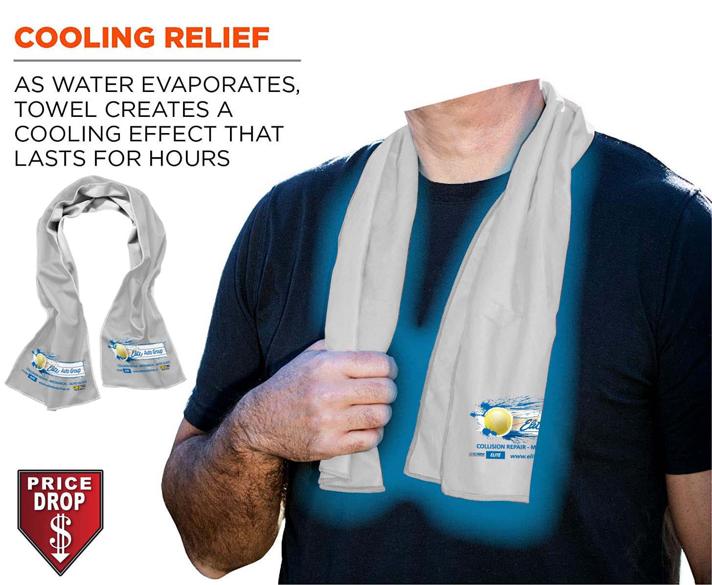 White Cooling Towel, 12"x40", with full color sublimated logos 5