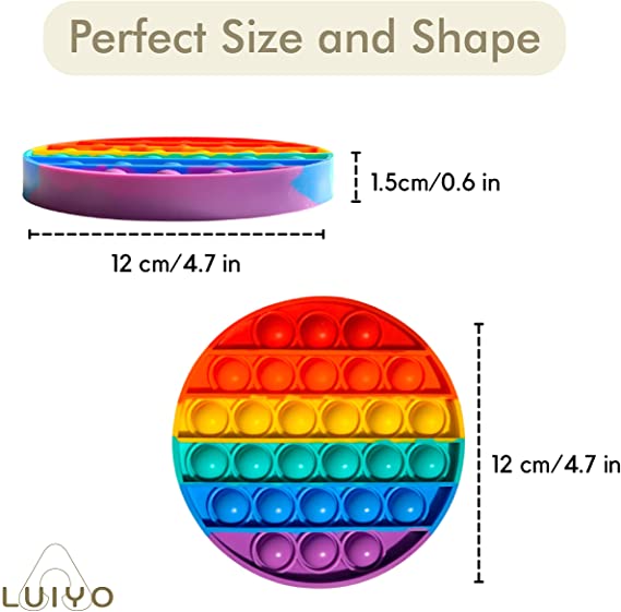 Round Shape Rainbow Color Push Pop Bubble Sensory Fidget Toy 4