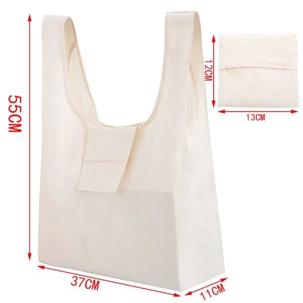 Foldable Cotton Grocery Tote Bag With Pouch, custom tote bag with logo imprint 7