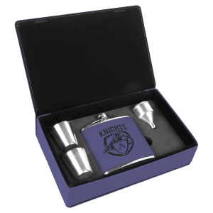 6 Oz. Laserable Leatherette Flask Gift Set 12