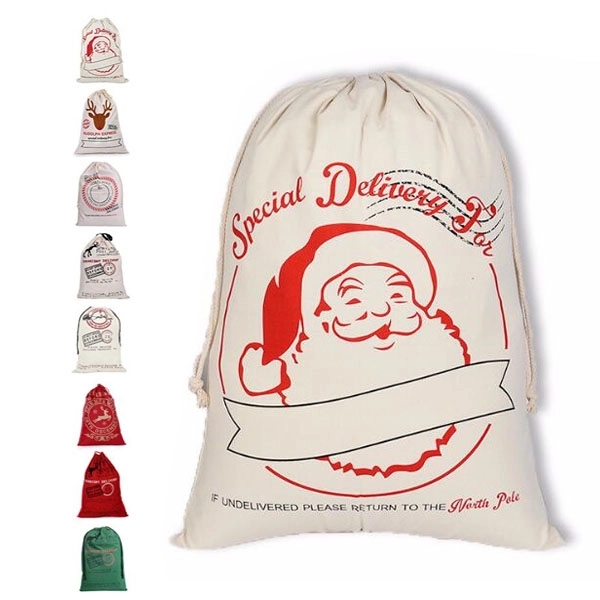 Santa Sacks Canvas Christmas Drawstring Bag 7