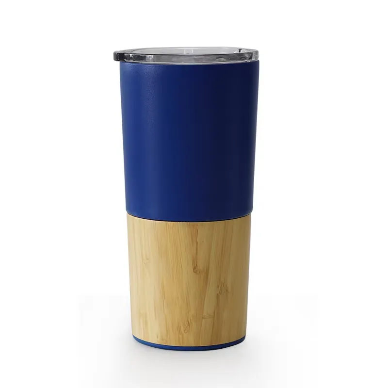 20 Oz Stainless Steel Bamboo Cover Travel Cup 4