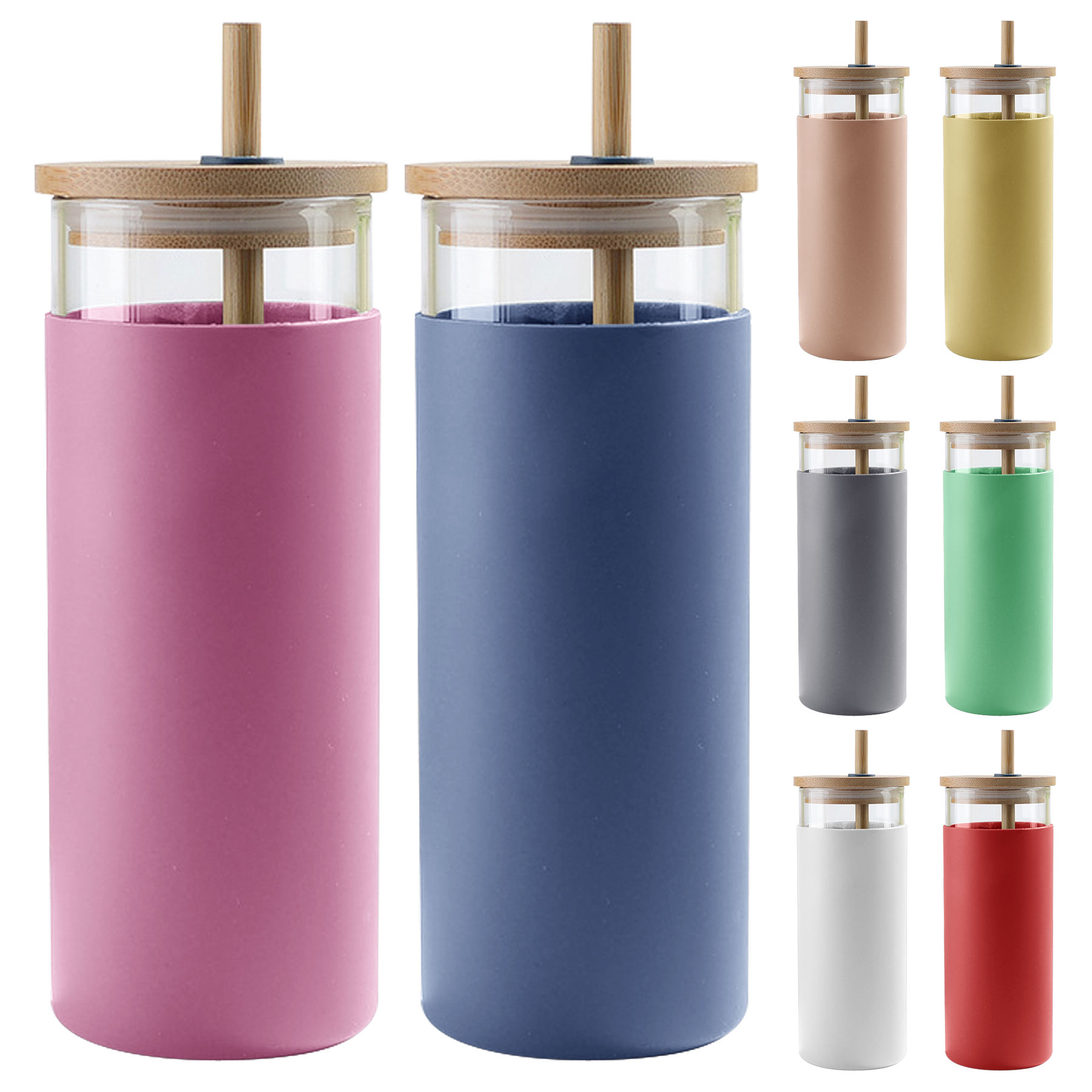 16Oz Glass Tumbler Glass Water Bottle Straw 2