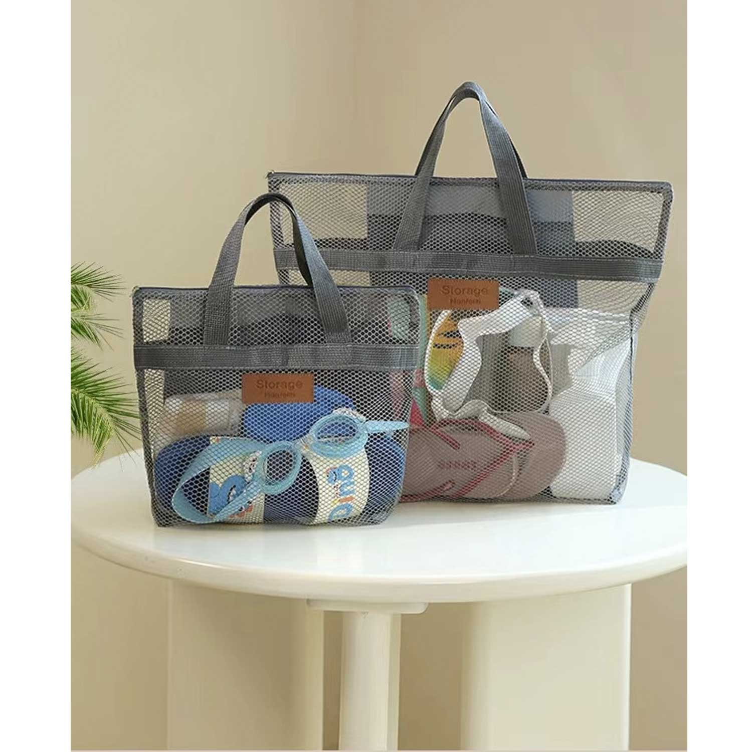 Swim & Travel Organizer Mesh Zipper Beach Tote Bag 9
