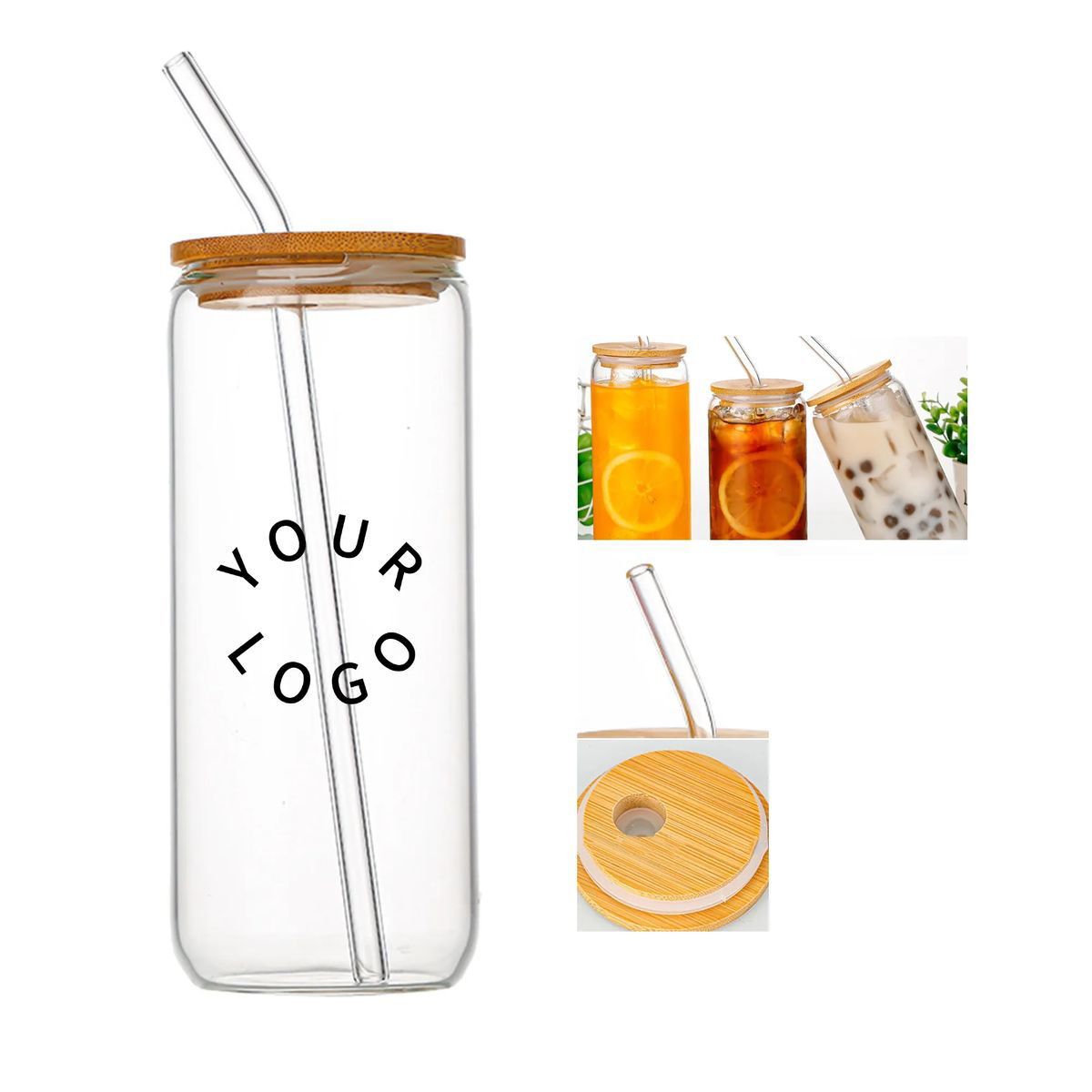Reusable Glass Tumbler with Lid and Straw, 16oz Capacity 2