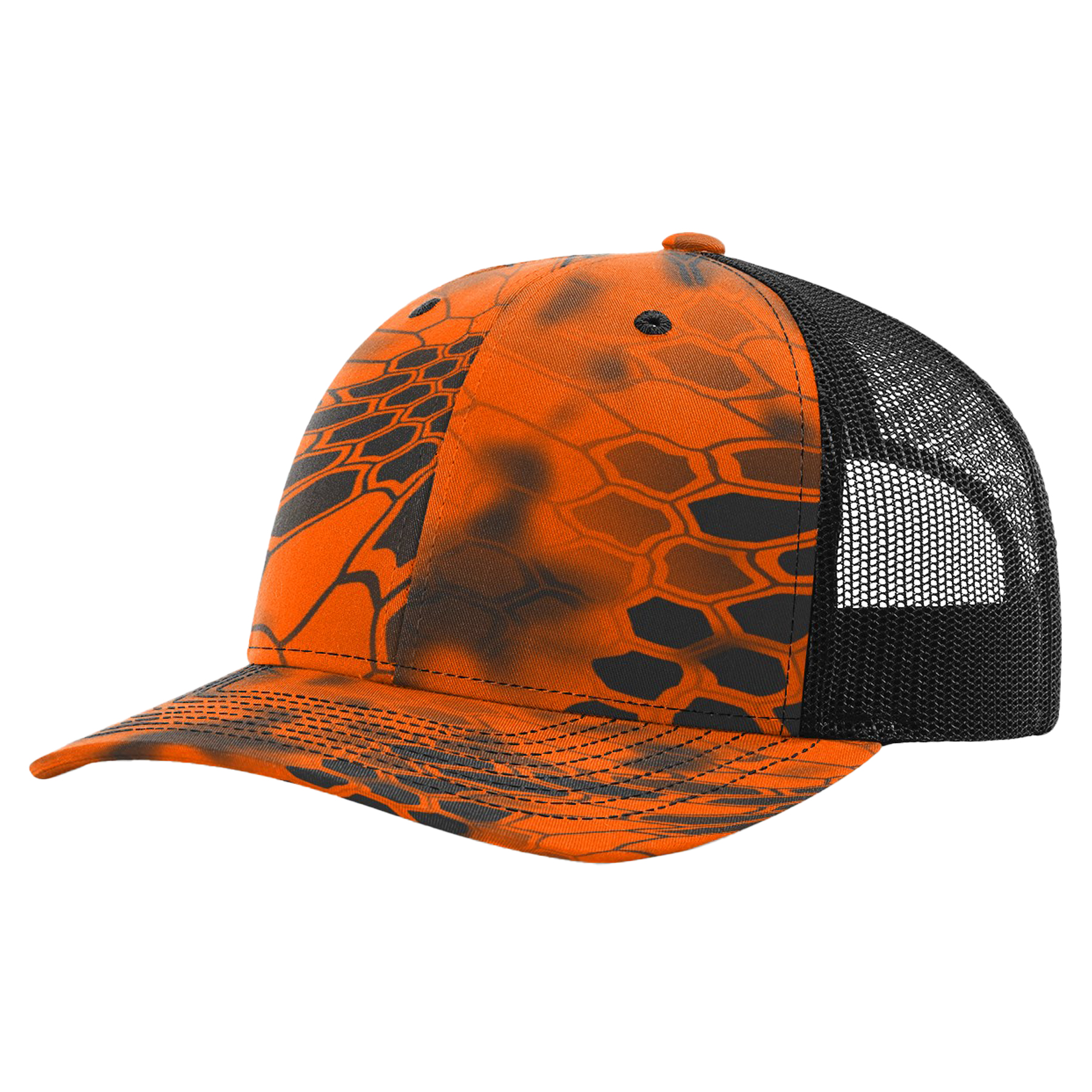 Richardson 112P Printed 6-Panel Snapback Trucker Hat w/Leatherette Adhesive Patches 7