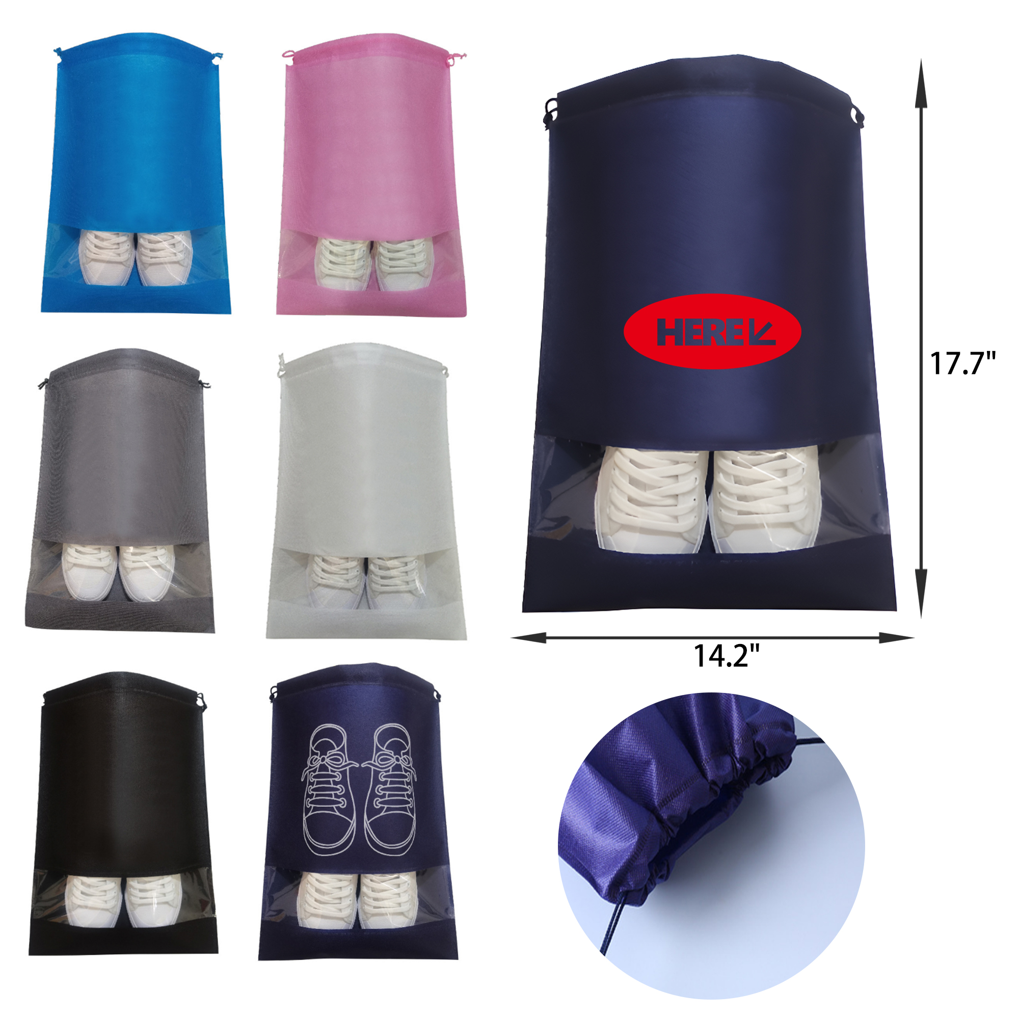 Durable Portable Drawstring Non Woven Shoe Bag 6