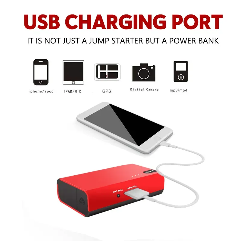 12V 12000mAh Multi-function Portable Car Jump Starter 2