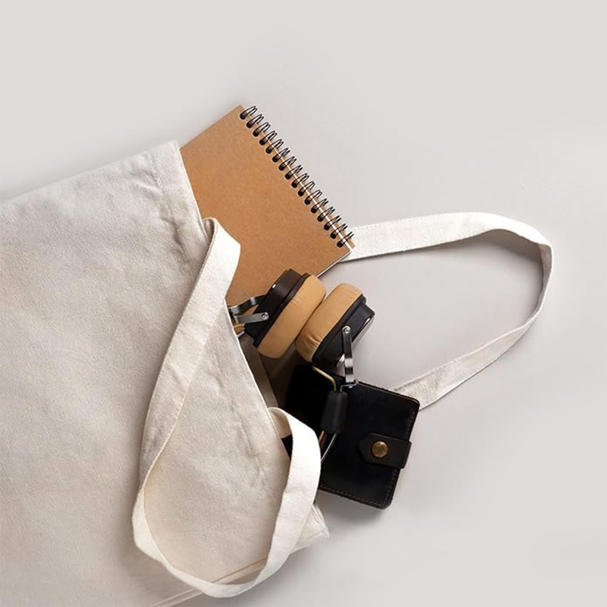 Portable Foldable Natural Cotton Canvas Tote Bag, custom tote bag with logo imprint 3
