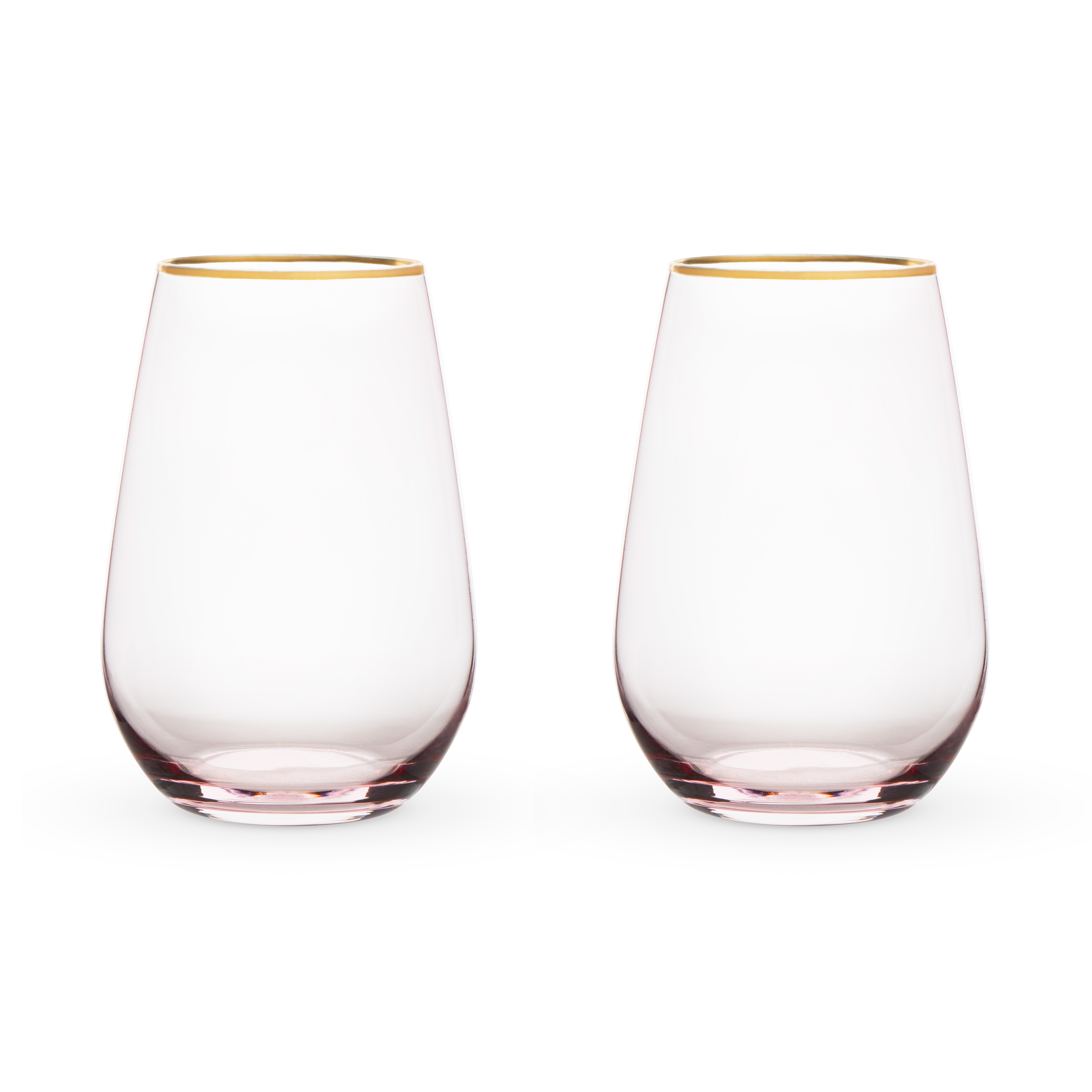 Twine Living® Rose Crystal Stemless Wine Glass, set of 2 1