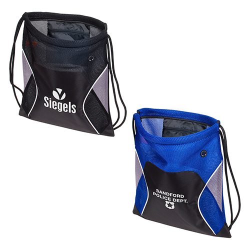 Jumbo Globetrotter Mesh Fabric Drawstring Bag 12