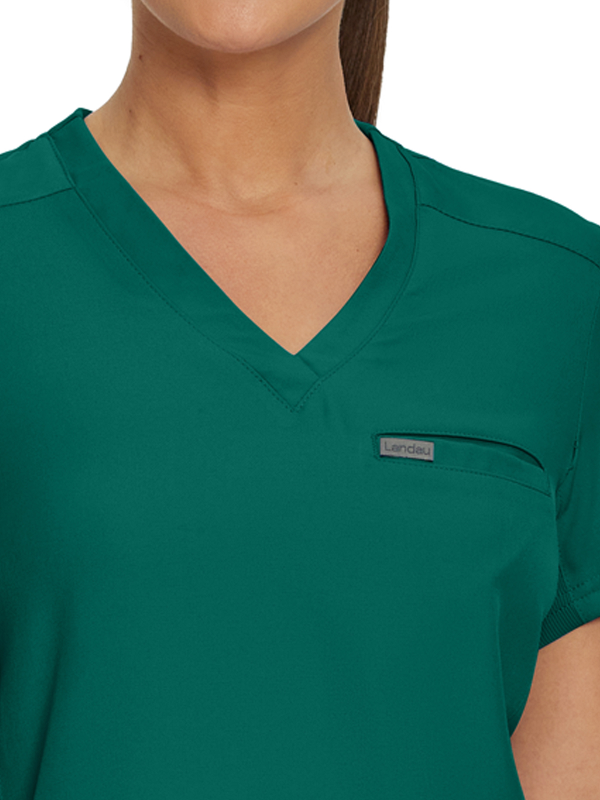 Landau - Forward - Women's Two-Pocket Shirttail Hemline V-Neck Top 24