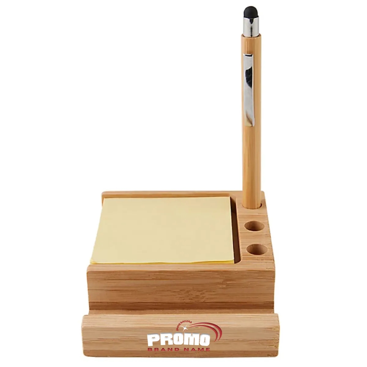 FSC Bamboo Sticky Note Dispenser with Pen Phone Desk Holder 2