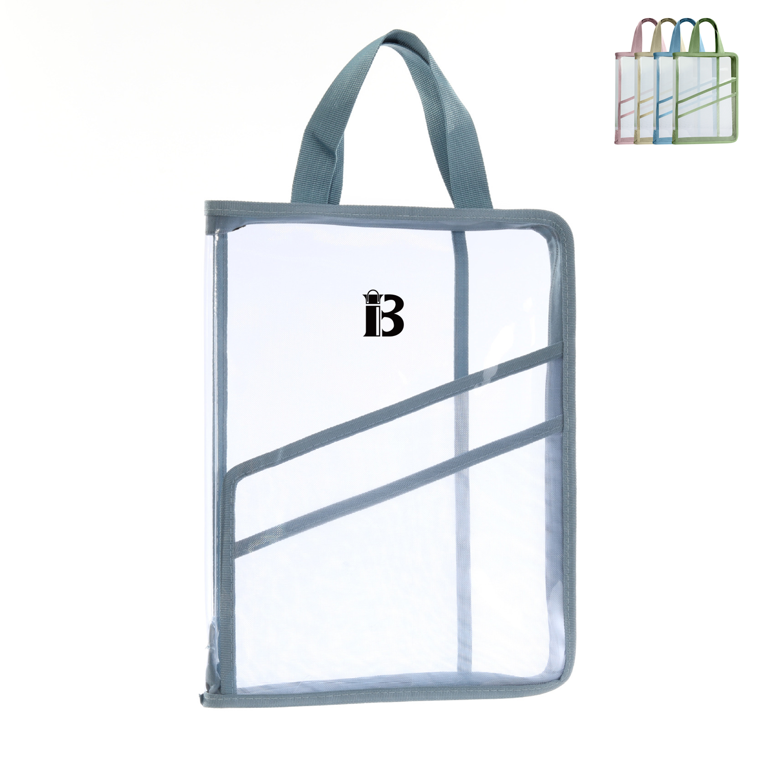 A4 PVC Clear Zipper Book Pouches File Bag with Handle 2
