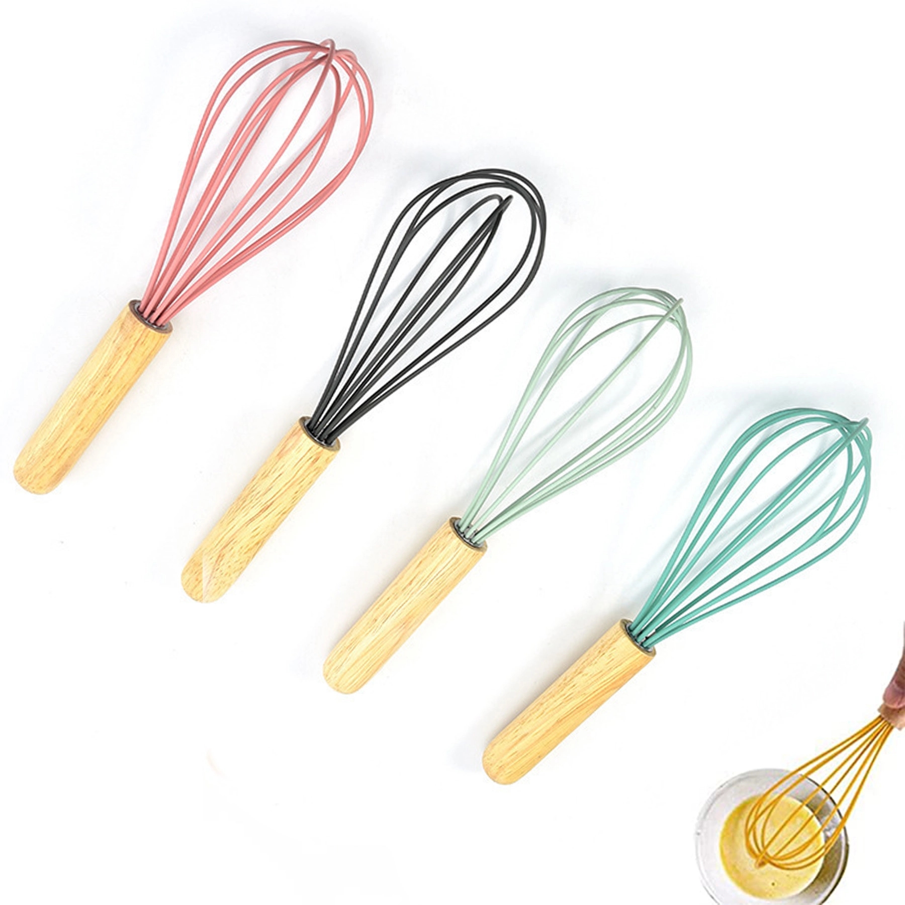 8-wire Silicone Whisk with Wooden Handle 2