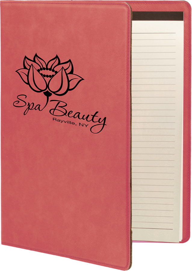 7" x 9" Pink Leatherette Small Portfolio with Notepad 1