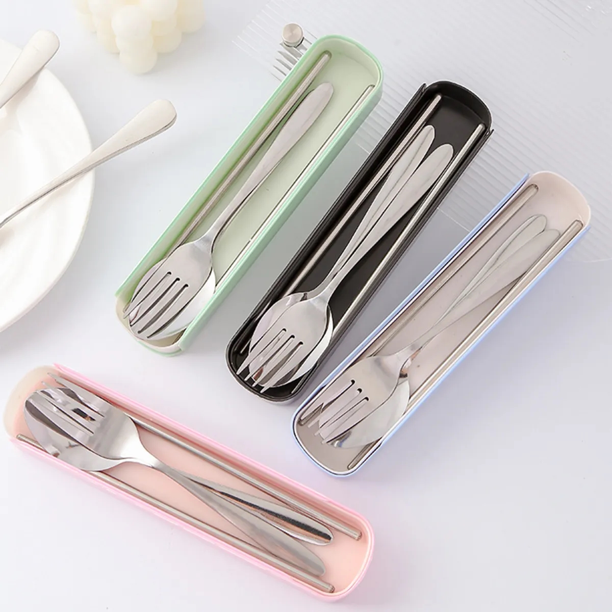 Durable Stainless Steel Chopsticks Spoon Fork Cutlery Box 3