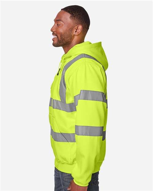 Men's Tall Hi-Vis Class 3 Lined Full-Zip Hooded Sweatshirt - HVF021T 5