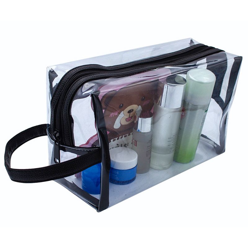 Clear Vinyl Toiletry Bag with Leatherette Accent 3