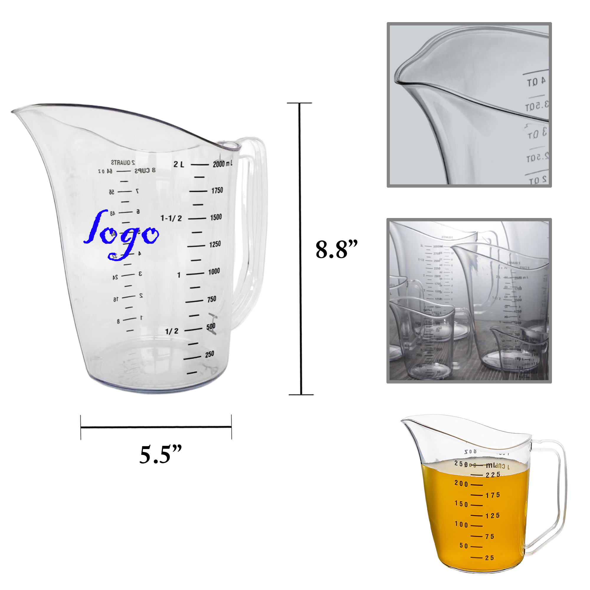 MOQ12 68oz Large PC Measuring Cup for Baking 1