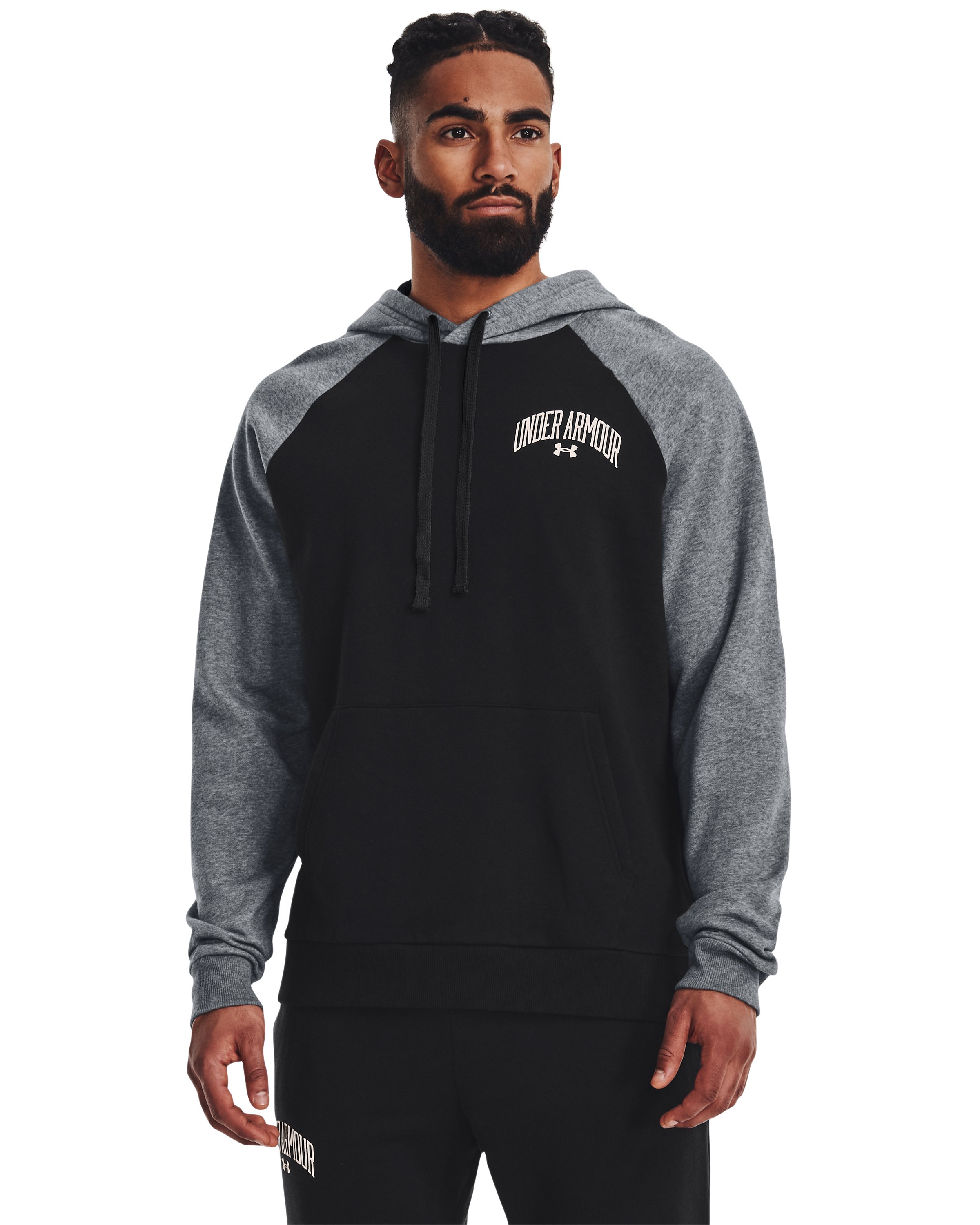UA Rival Fleece Wordmark Colorblock Men's Hoodie, custom hoodie or sweatshirt with logo imprint 3