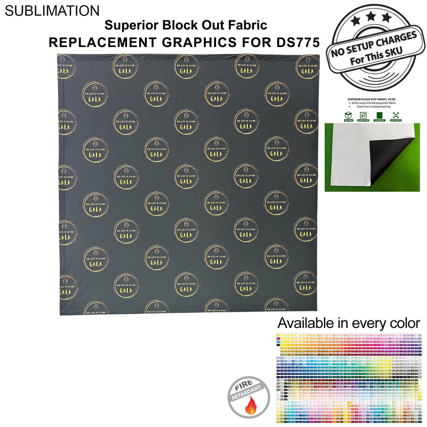 Replacement Graphics for 7.5' Straight Wall with Velcro on the back, Superior Block Out Fabric