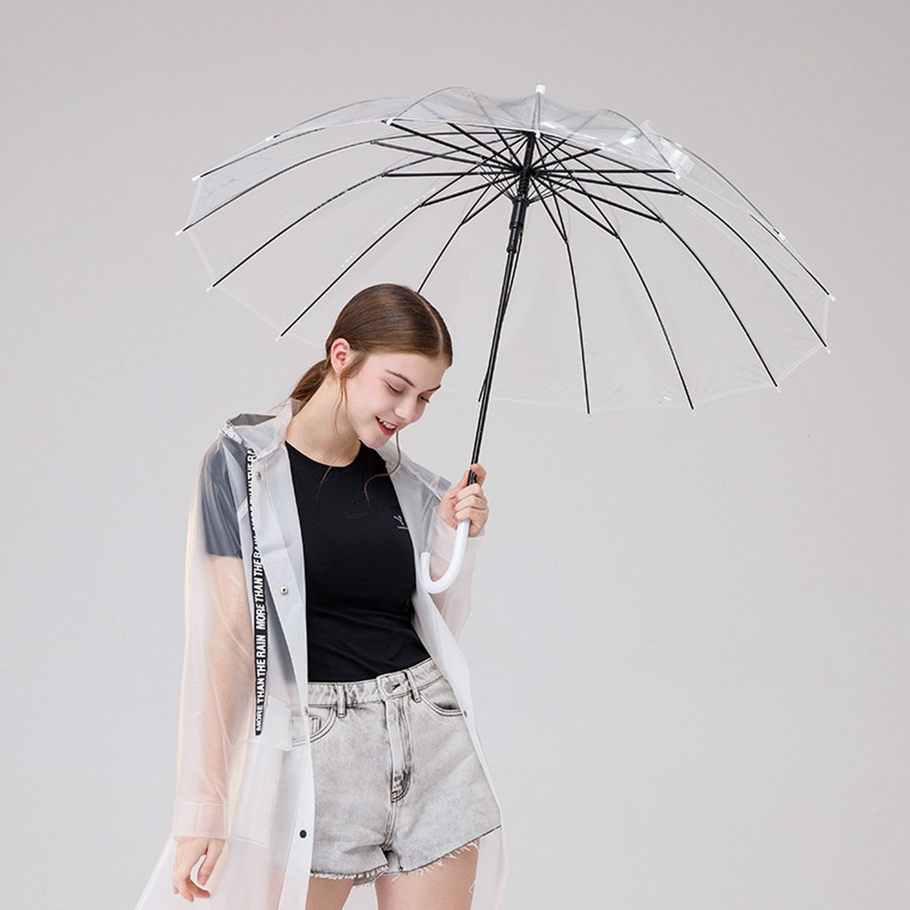 47 Inch Bubble Clear Windproof Dome Wedding Rain Umbrella 2