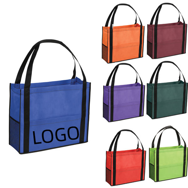 Non-Woven Tote Bag W/ Side Mesh Pocket 2
